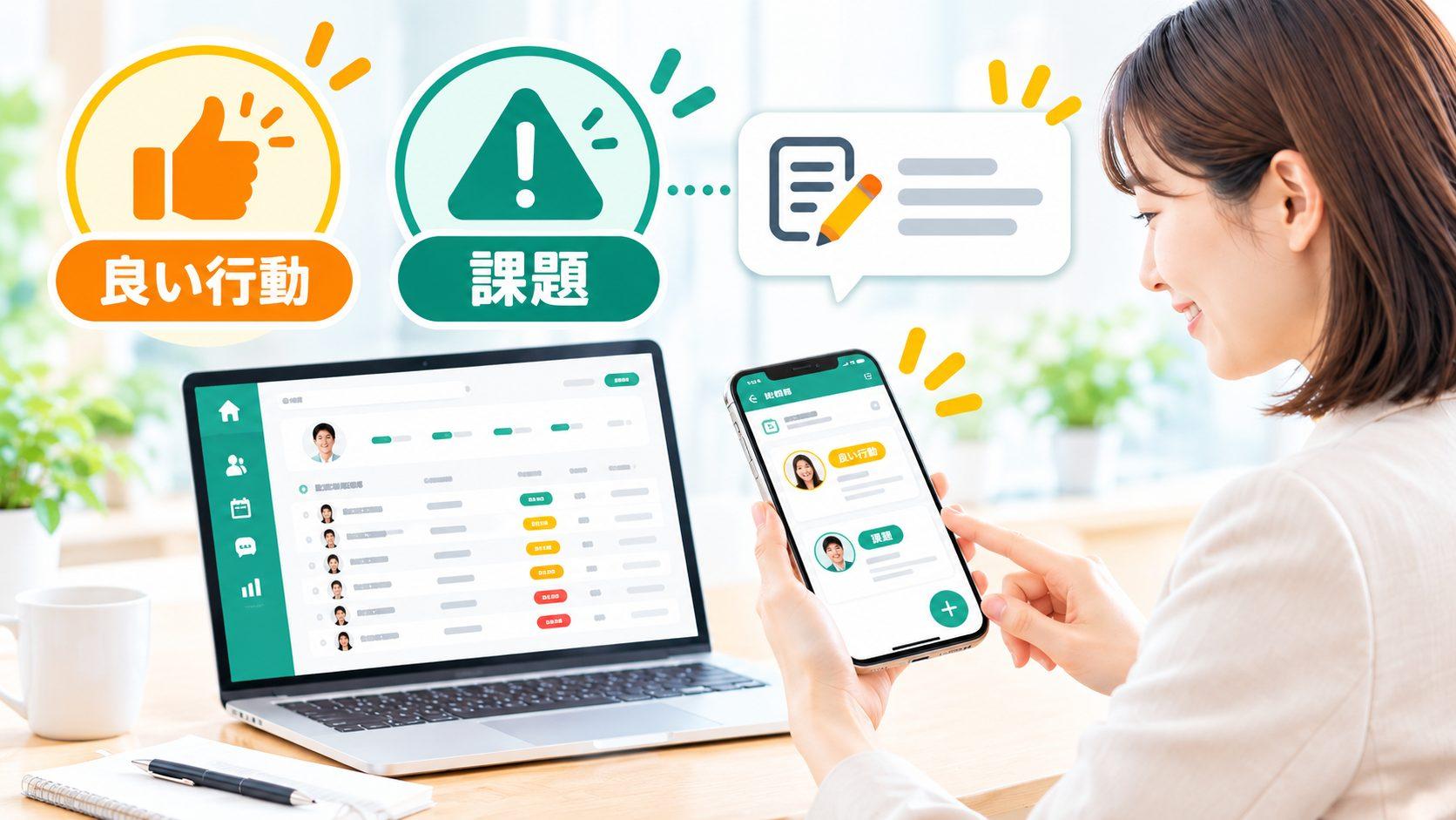 日常の事実をリアルタイムに記録できる行動メモ機能イメージ